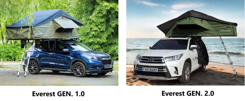 porównanie namiot dachowy Everest gen 1 i gen 2