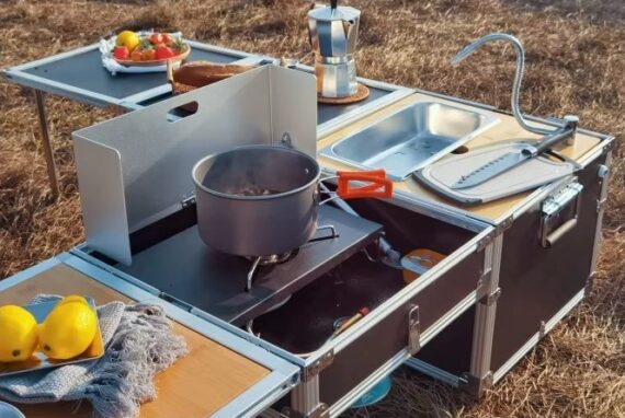 Kuchnia kempingowa – Mobilny box kuchenny z palnikiem i zlewem - Far Away Equipment