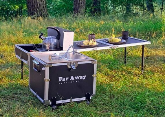 Kuchnia kempingowa – Mobilny box kuchenny z palnikiem i zlewem - Far Away Equipment