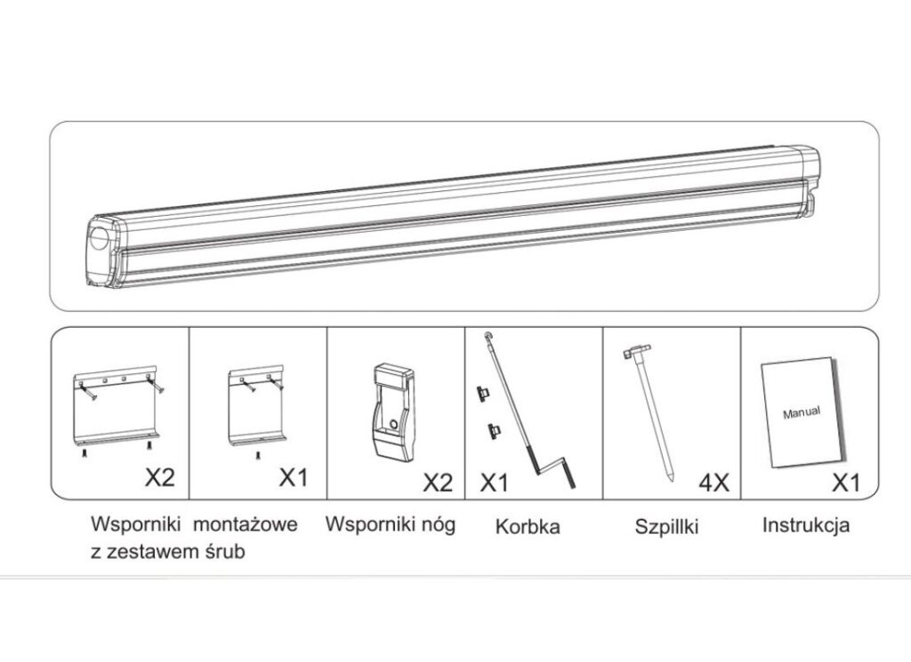 Markiza samochodowa Sport VAN 250 – zawartość zestawu